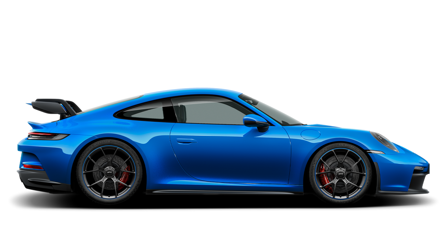 a blue sports car on a white background