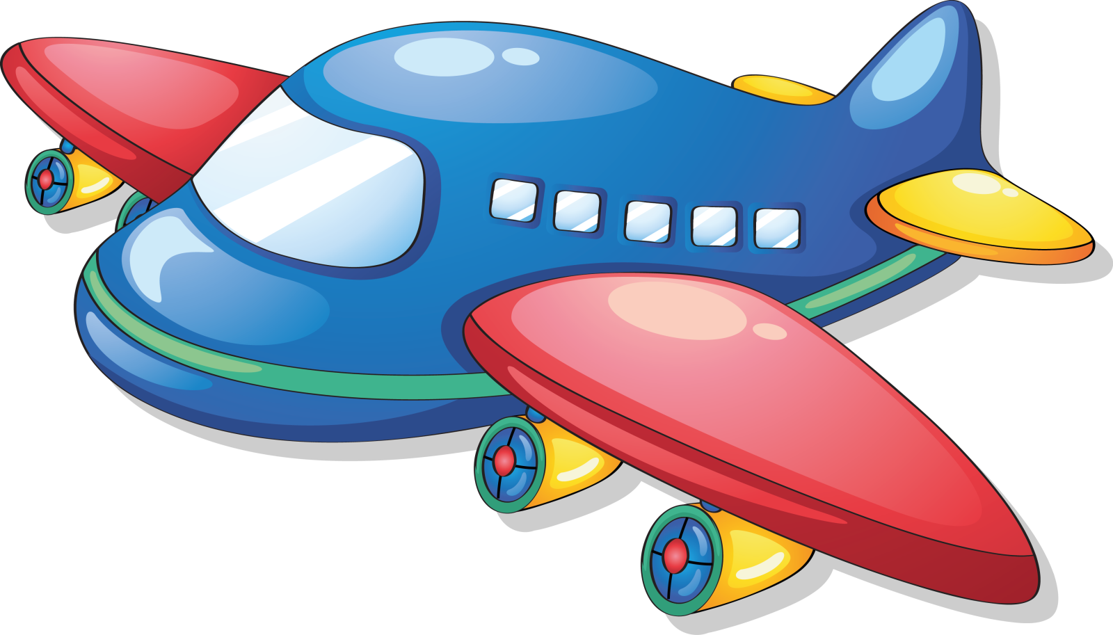 a cartoon airplane flying in the sky
