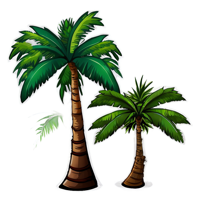 two palm trees on white background