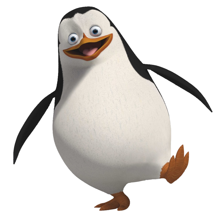 a cartoon penguin with big eyes