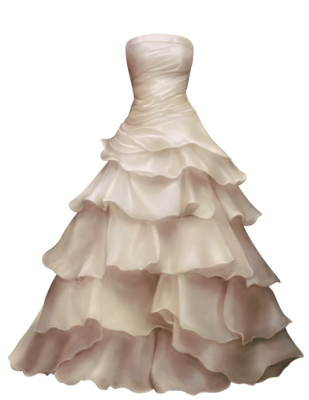 a wedding dress on a white background