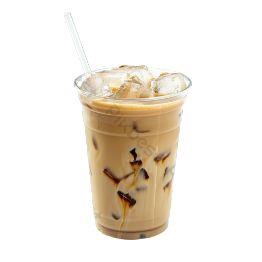 a glass of iced coffee with ice on top