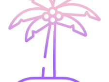 a purple palm tree on a white background