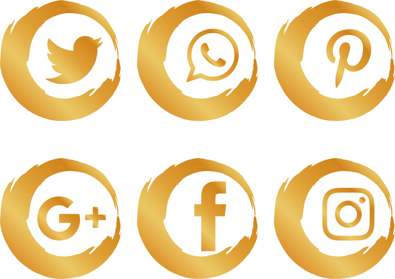 a set of golden social icons