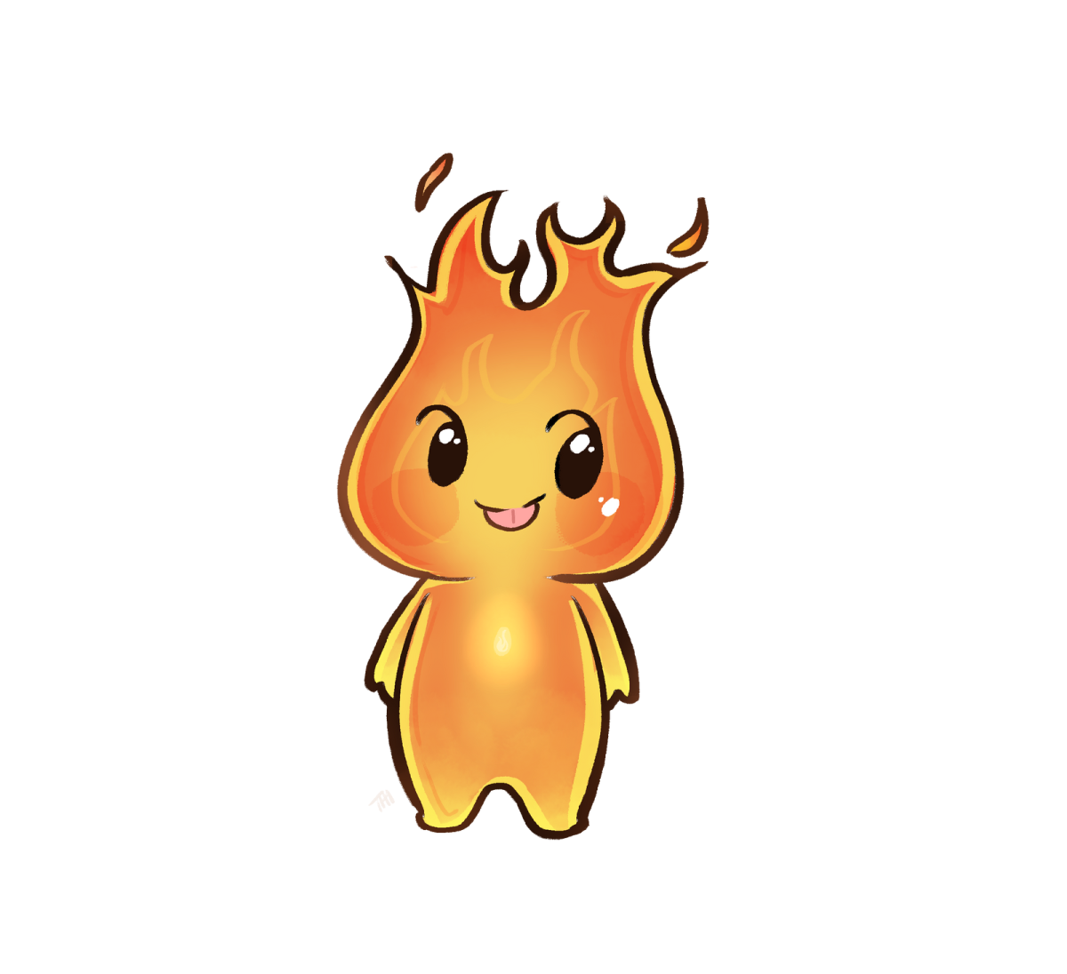 a cartoon character with fire on his face