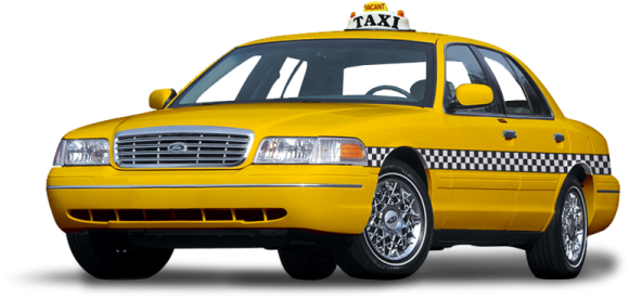 a yellow taxi cab on a white background