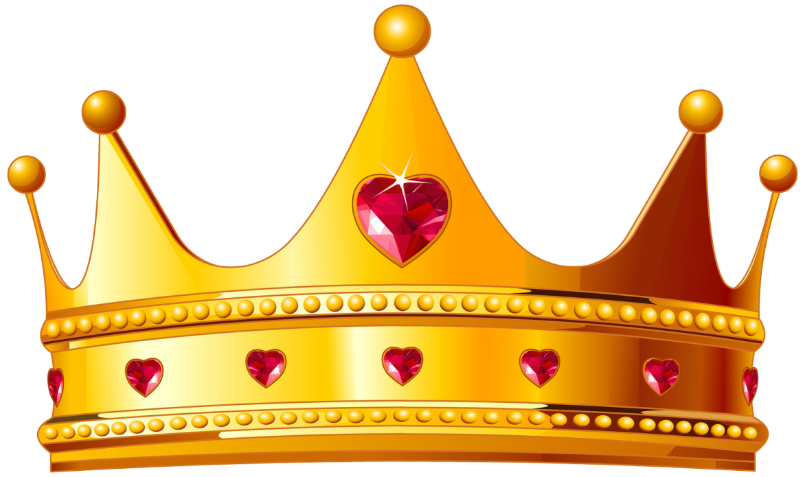 a gold crown with hearts on it