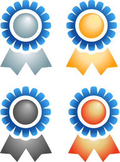 a set of four ribbons with different colors