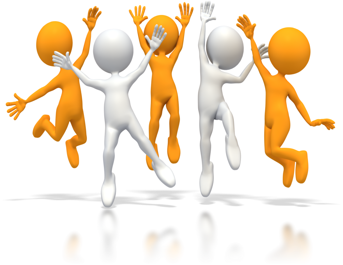 a group of people jumping in the air