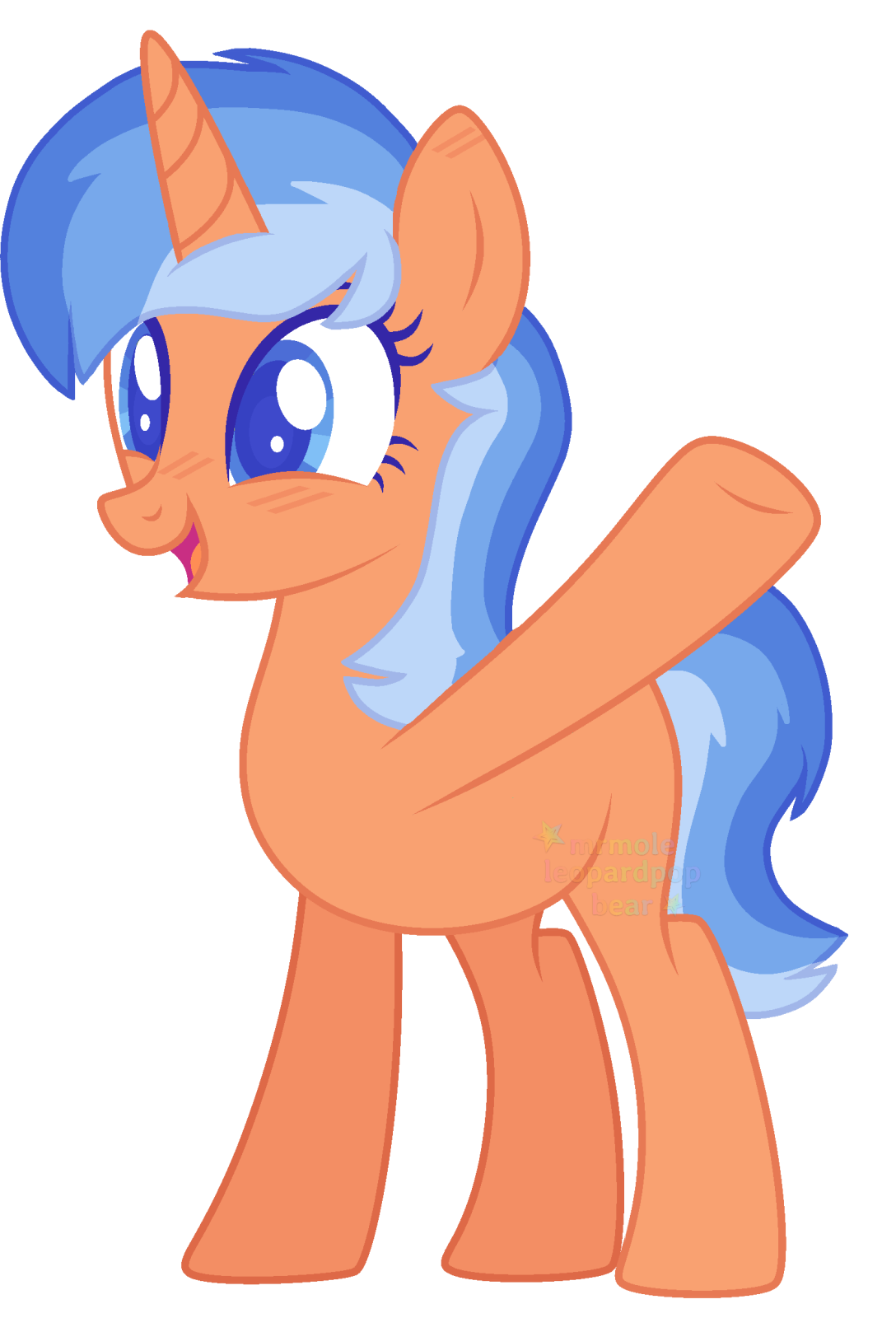 a pony with blue hair and brown eyes