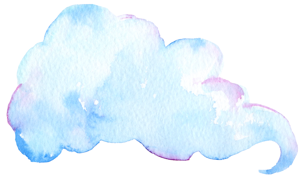 a blue watercolor cloud on white background