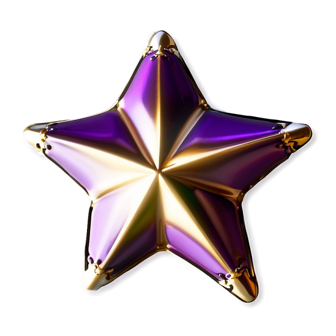 a purple and gold star on a white background