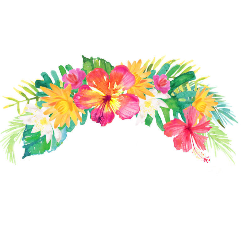 a watercolor painting of tropical flowers