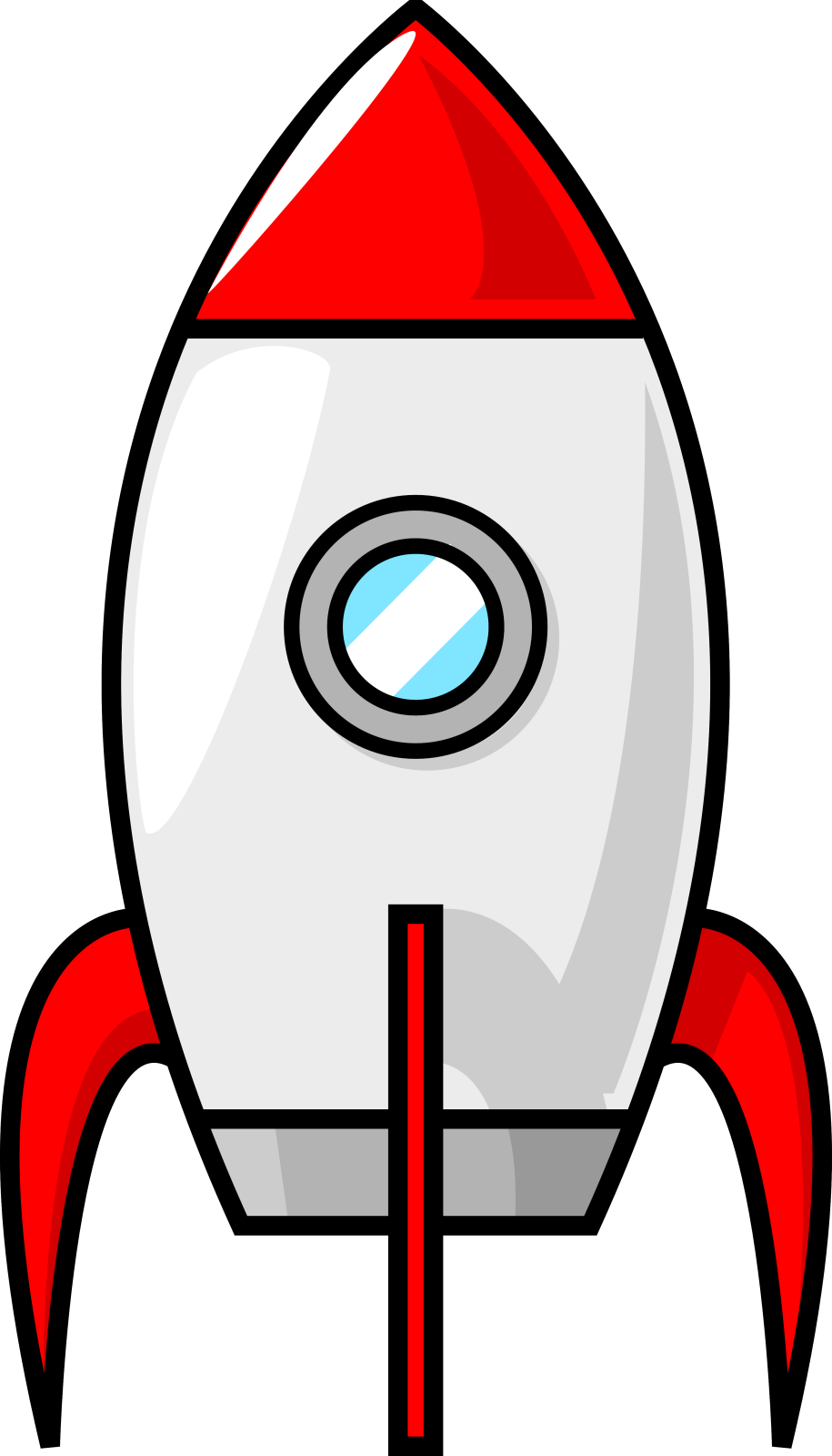 a red and white rocket on a white background