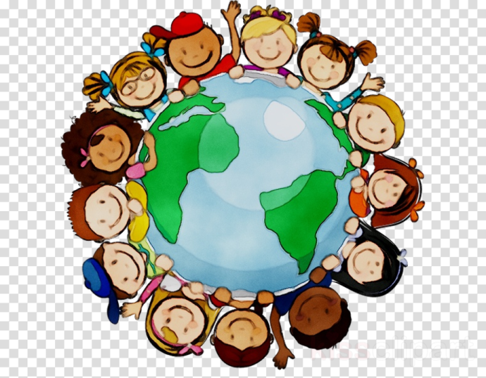 a group of children holding hands around the earth