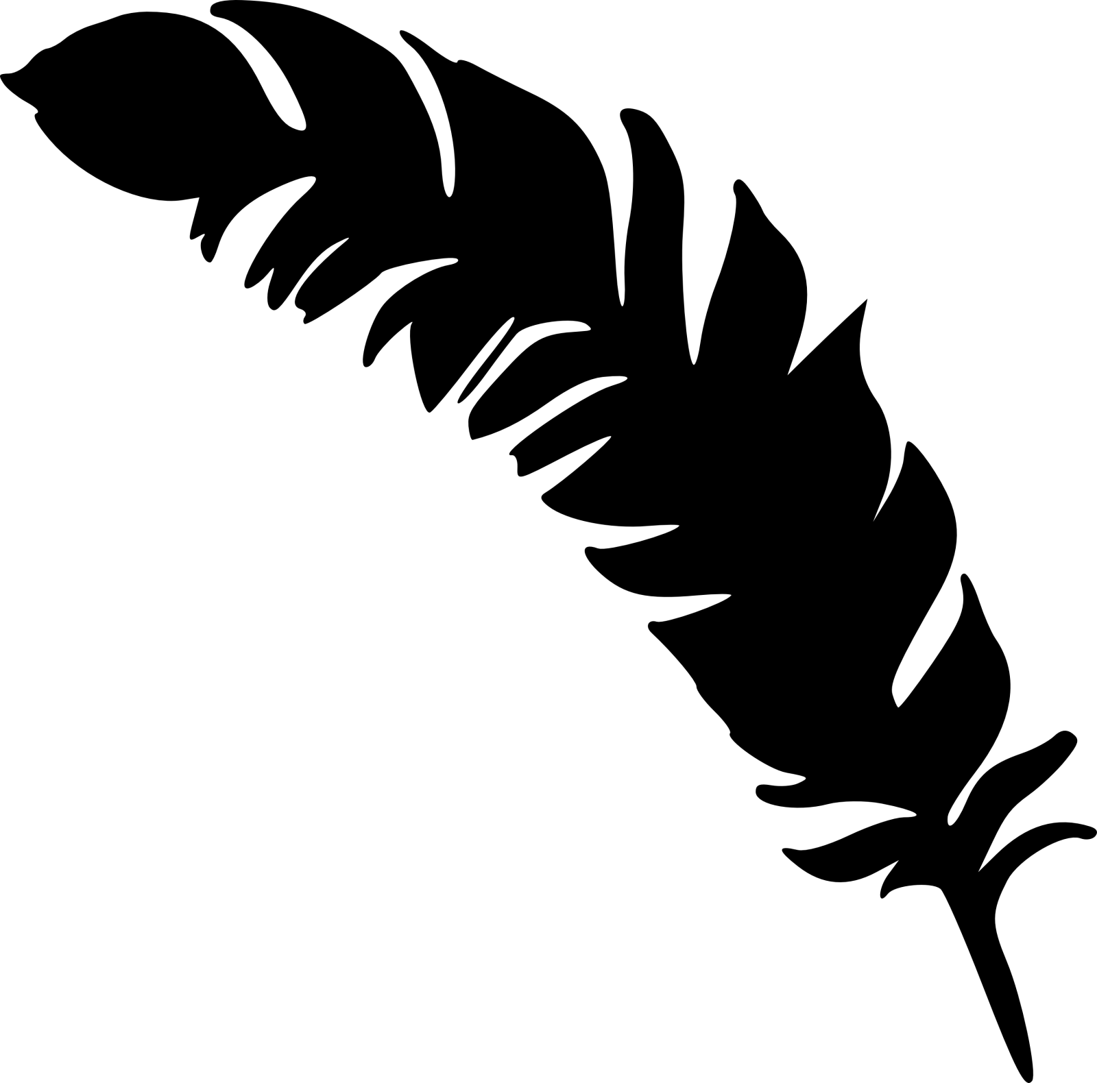 a black and white silhouette of a feather