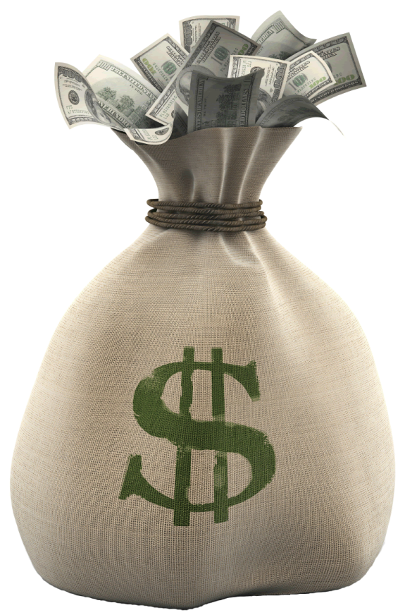 a money bag with a dollar sign on it