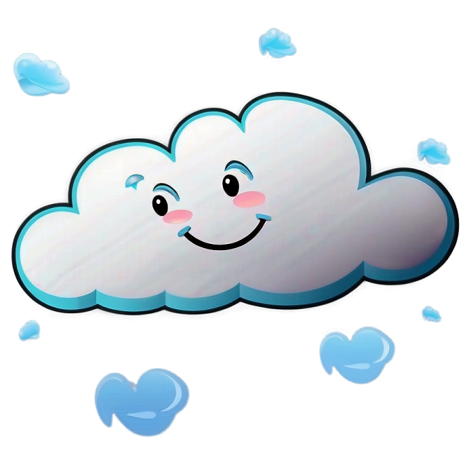 a smiling cloud with hearts floating around it