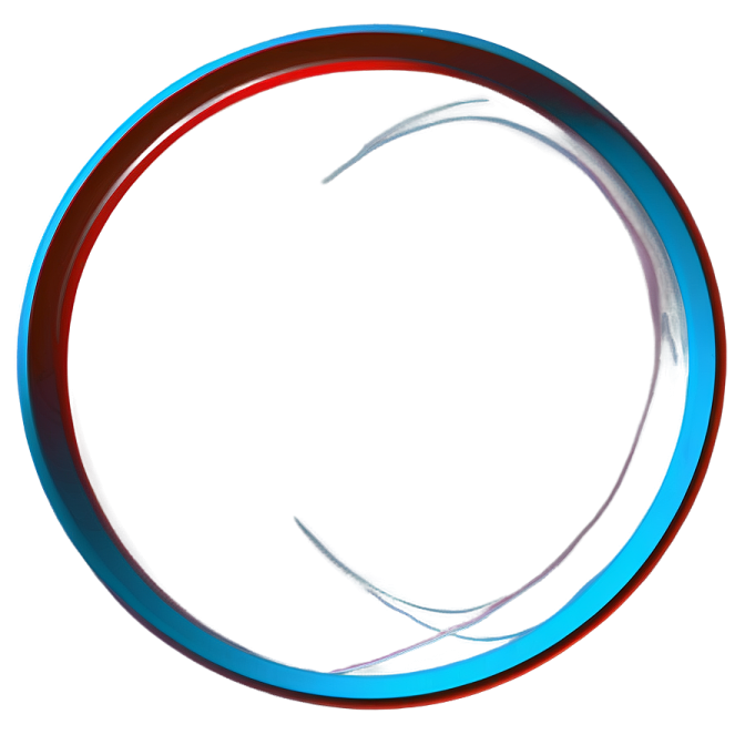 a red and blue circle on a white background