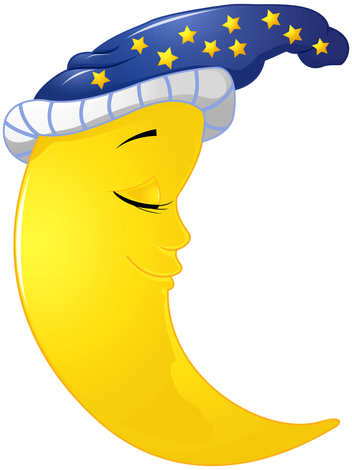 a smiling moon with stars on its head