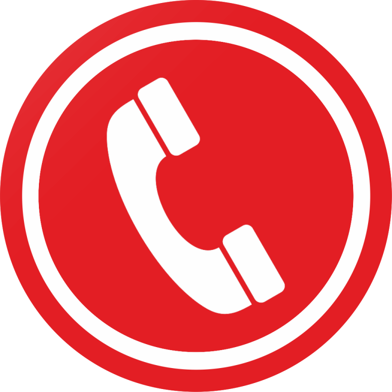 a red and white phone icon