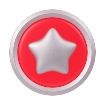 a red button with a white star on it