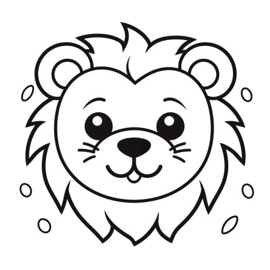 a black and white drawing of a lion face
