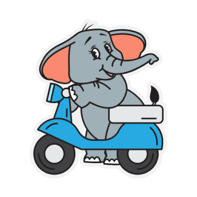an elephant riding on a motor