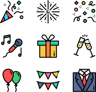 a set of party icons