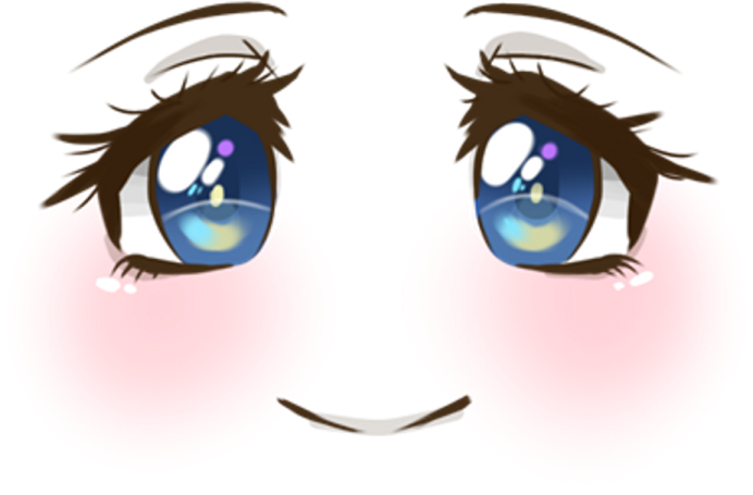 a drawing of a face with blue eyes