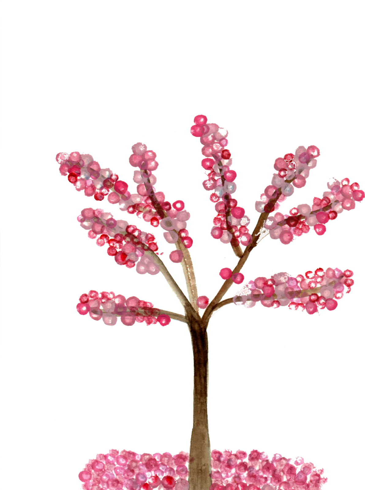 a painting of a tree with pink flowers on it