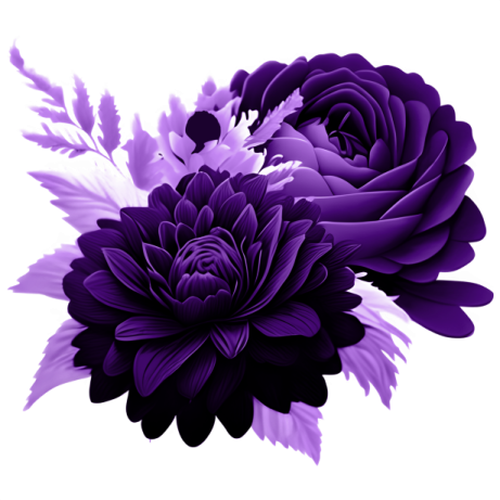 a bunch of purple flowers on white background