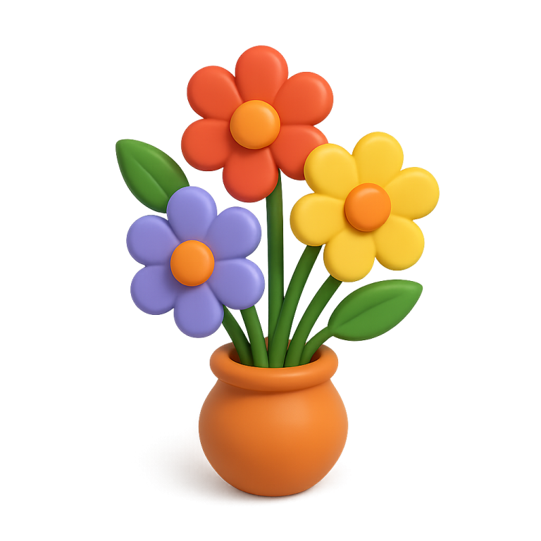 a vase of colorful flowers on a white background
