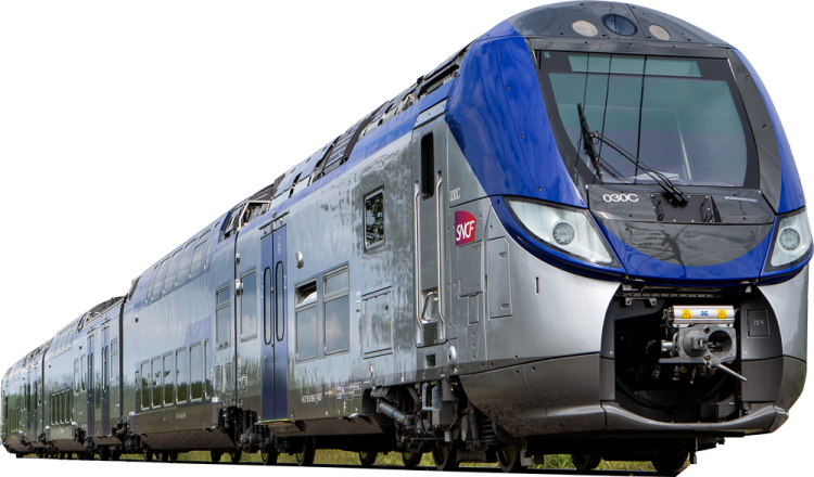a blue and silver train