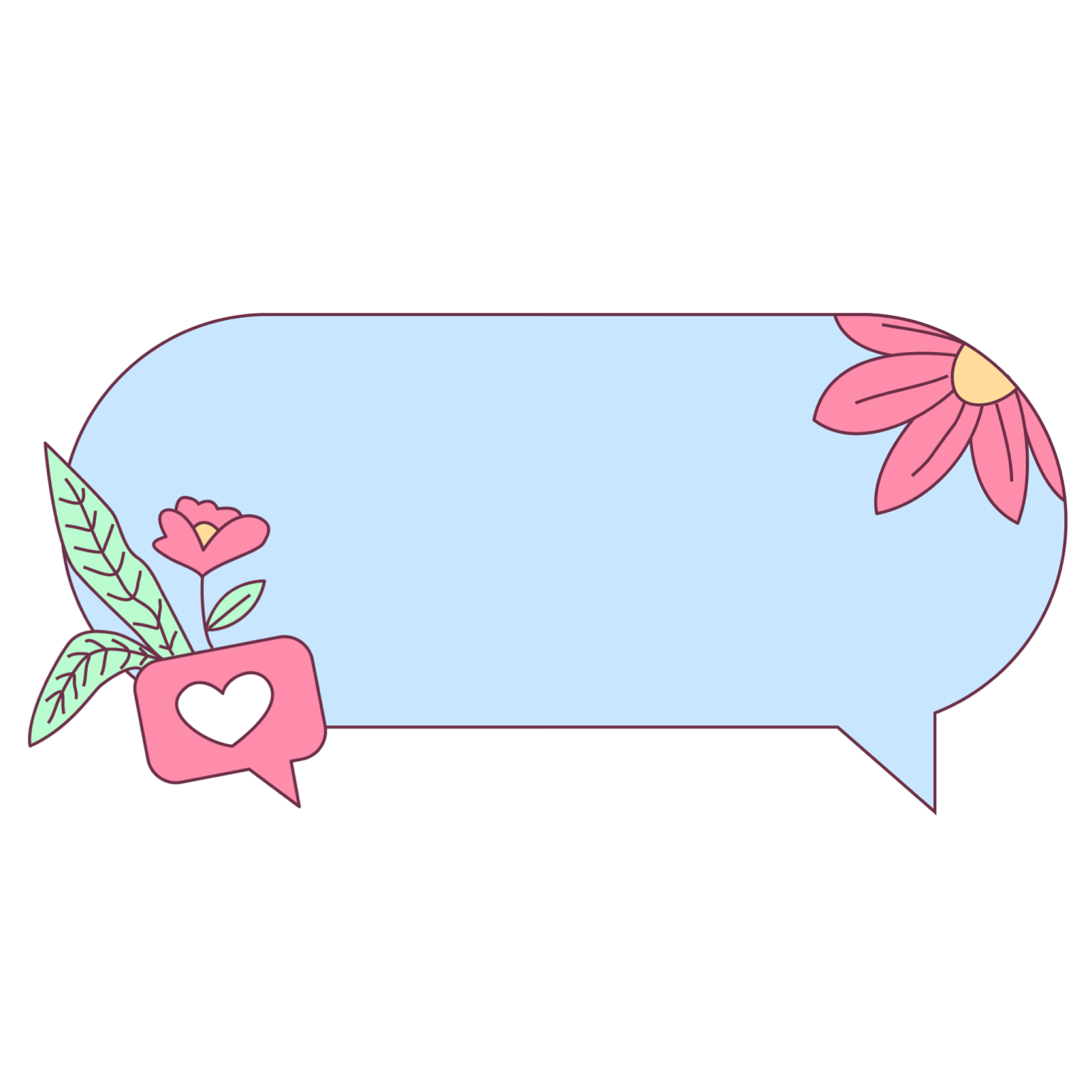 a speech with flowers and leaves on it
