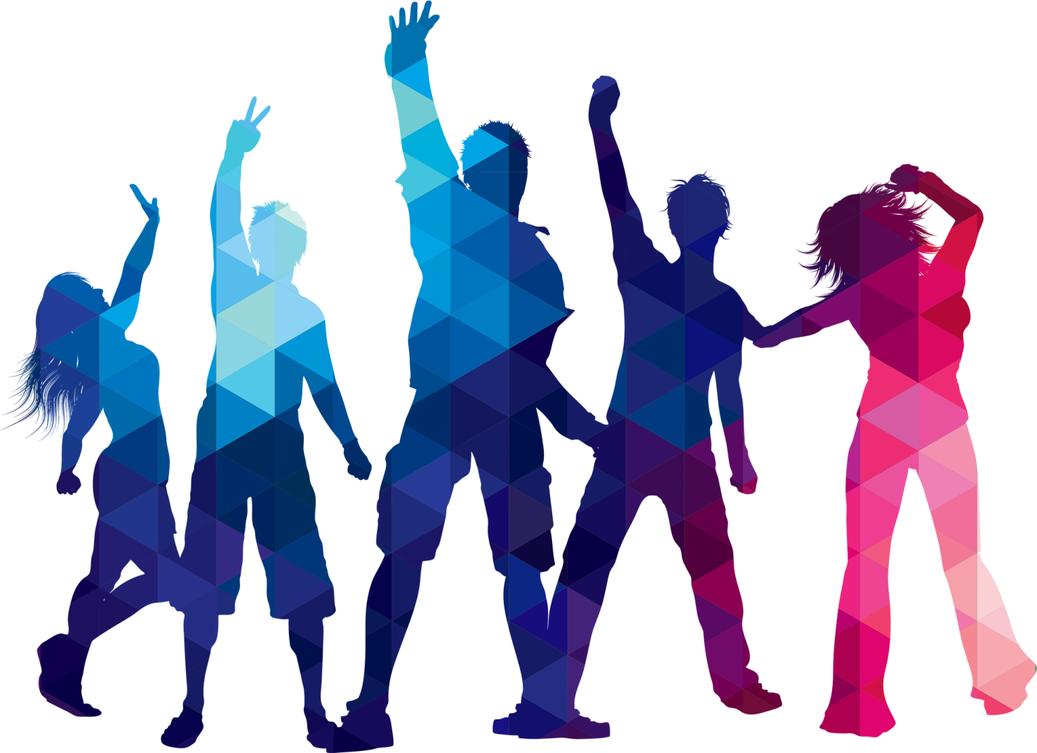 a group of people silhouetted against a white background