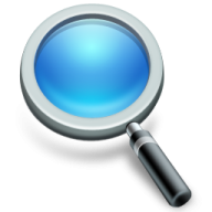 a magnized blue button on a white background