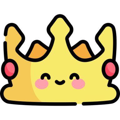 a yellow crown with pink cheeks