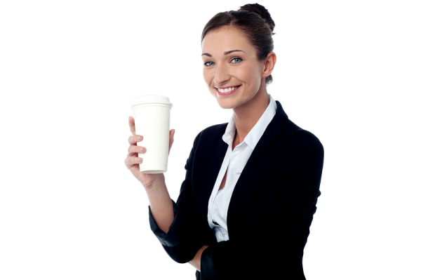 a woman holding a cup of coffee