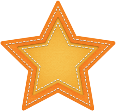 an orange star with white stitchs