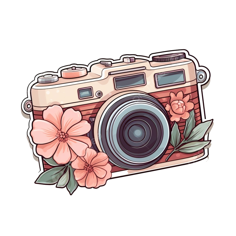 a camera with flowers on it