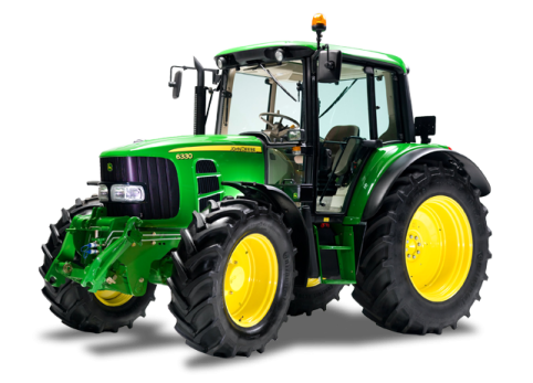 a green tractor on a white background