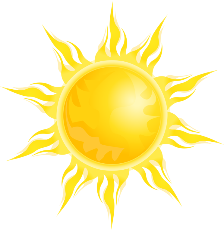 a yellow sun with flames in the center