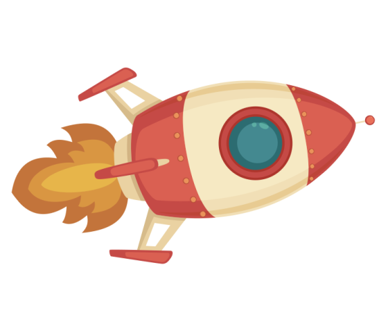an illustration of a rocket flying through the air