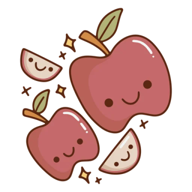 an apple with two slices falling out of it