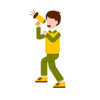 a man with a megaphone in his hand