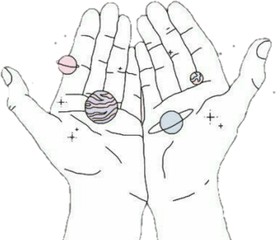 a drawing of two hands with rings on them
