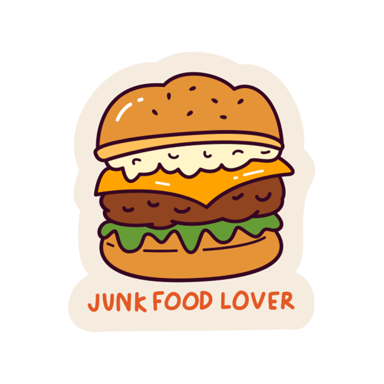 a hamburger with the word junk over it