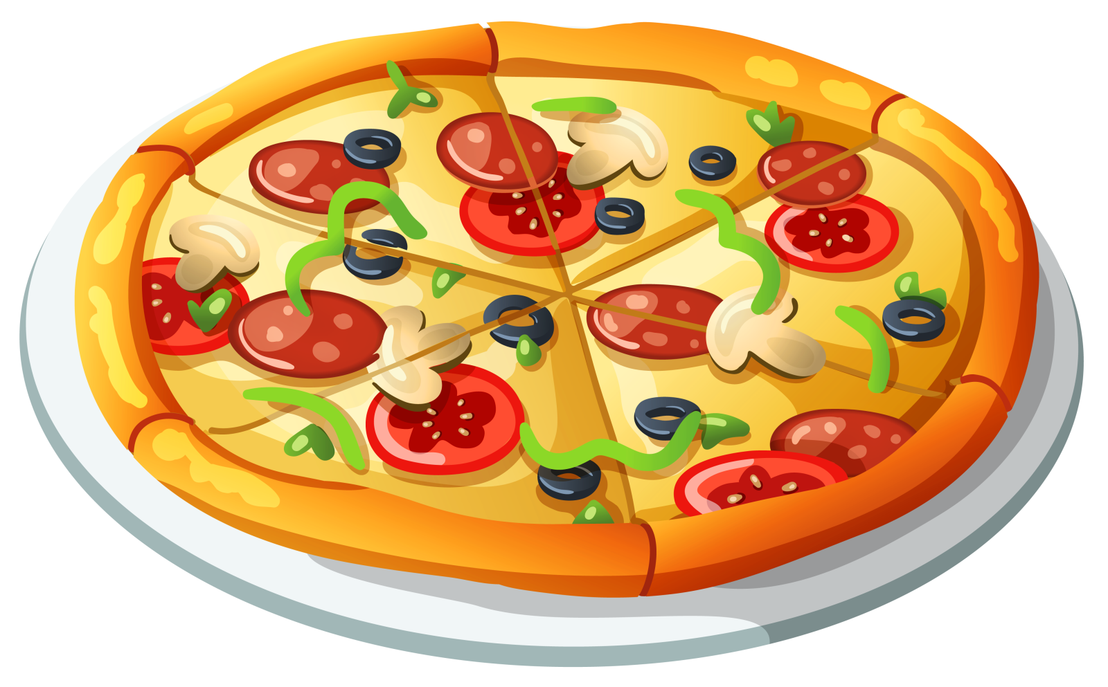 a pizza on a plate with tomatoes and olives