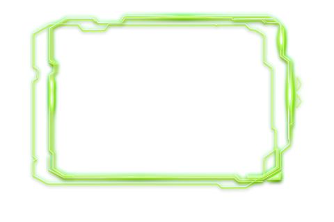 a green neon frame on a white background